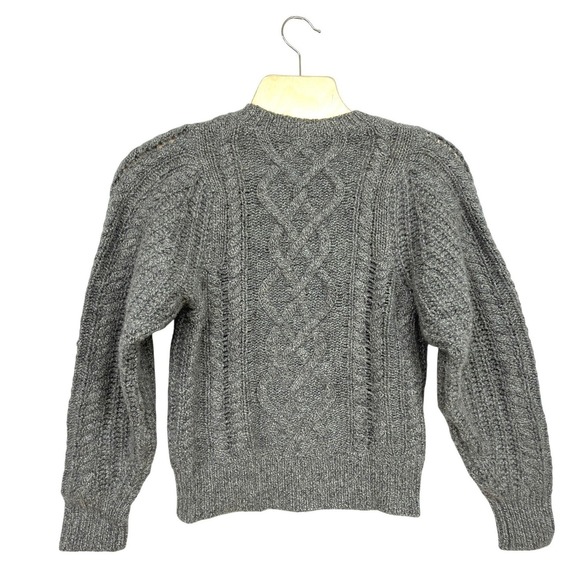 AQUA CASHMERE Cable Knit Sweater Women's Size S Grey Crew Neck Long Sleeve - Picture 2 of 6